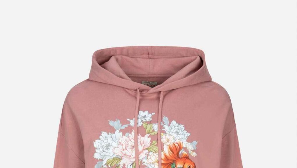 Goldfish and Floral Flow Print Oversized Hoodie (1)