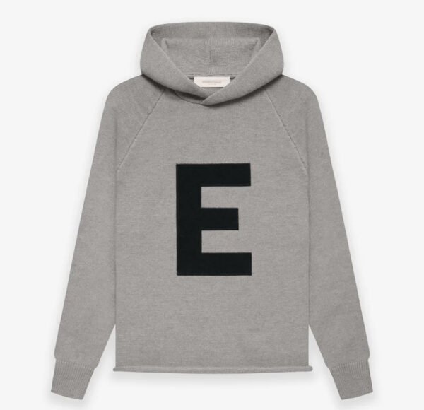 Kids Big E Knit Hoodie in Gray