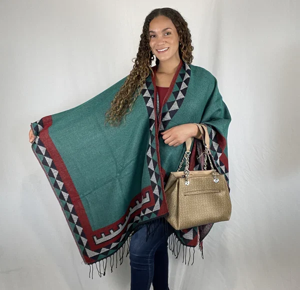 Green Poncho Cashmere